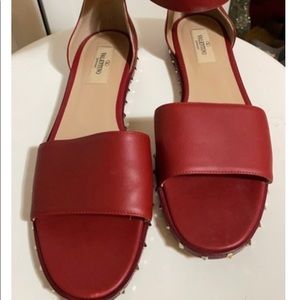 Valentino Garavani Red RockStud Leather Sandal